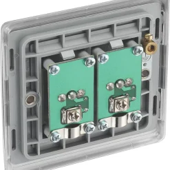British General NEXUS METAL 2-Gang Duplex TV Socket Brushed Steel -British General Shop 571XF A2