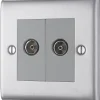 British General NEXUS METAL 2-Gang Duplex TV Socket Brushed Steel -British General Shop 571XF P