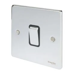 Schneider Electric Ultimate Low Profile 16AX 1-Gang 2-Way Light Switch Polished Chrome With Black Inserts