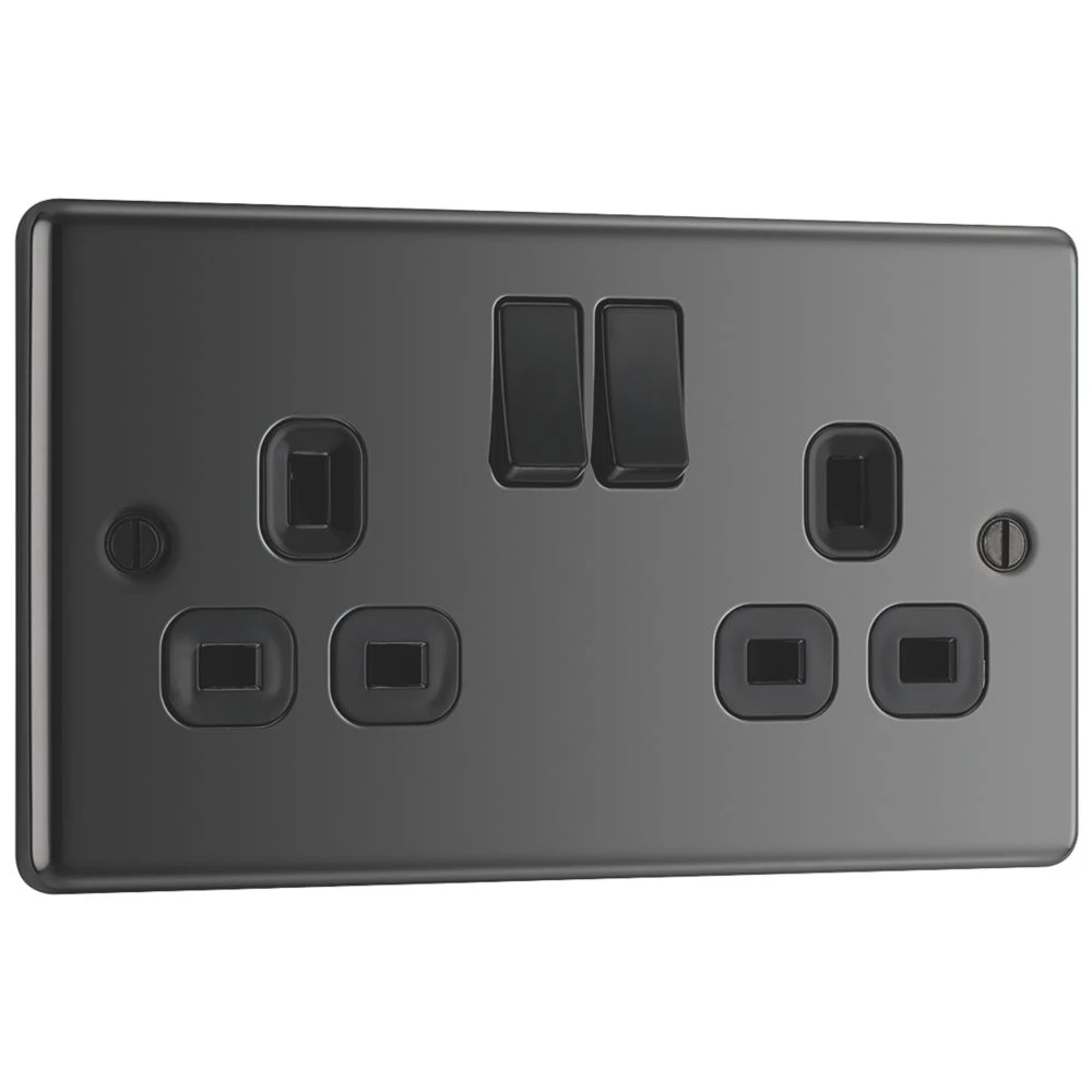 LAP 13A 2-Gang SP Switched Plug Socket Black Nickel With Black Inserts 4 LAP 13A 2-Gang SP Switched Plug Socket Black Nickel With Black Inserts - Image 2