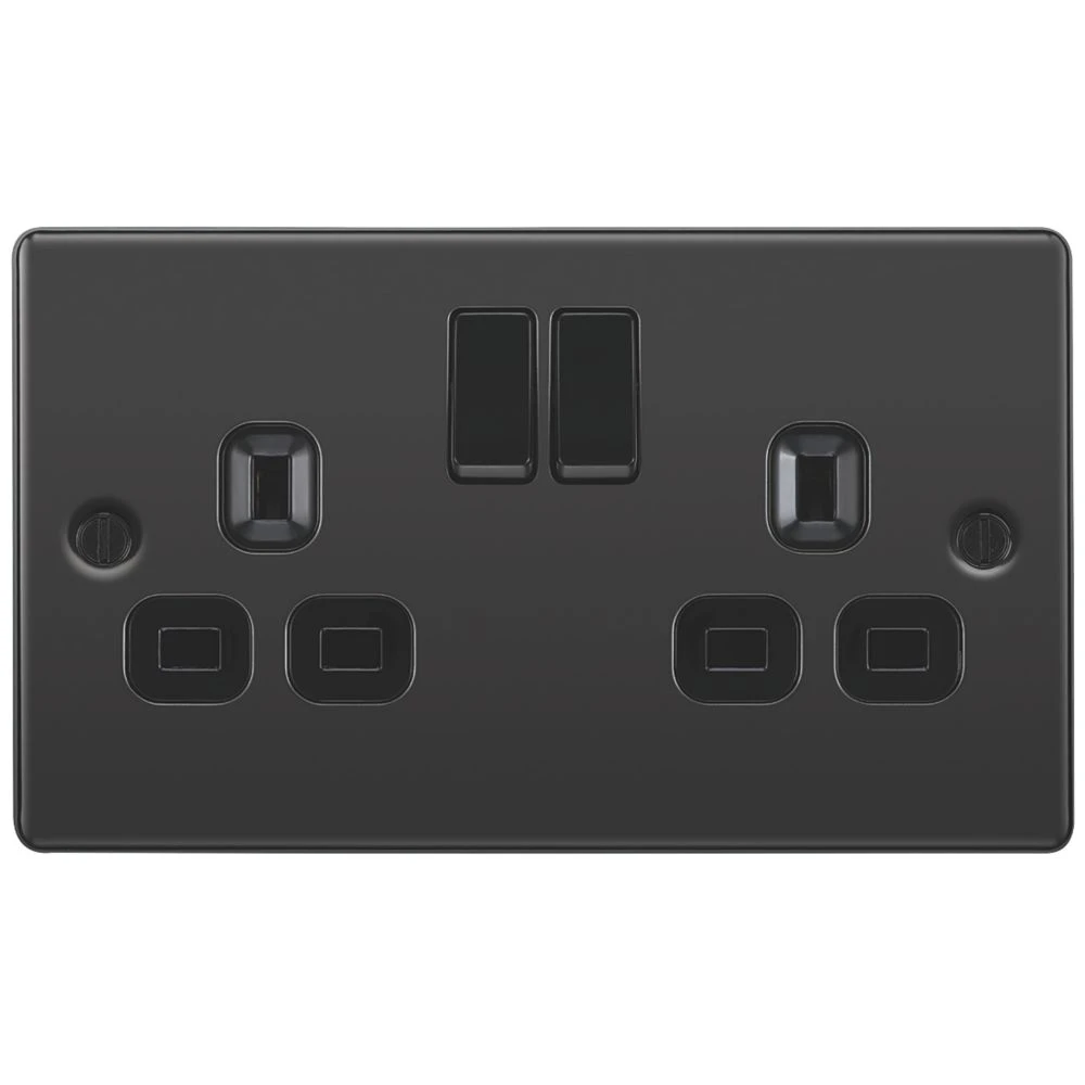 LAP 13A 2-Gang SP Switched Plug Socket Black Nickel With Black Inserts 5 LAP 13A 2-Gang SP Switched Plug Socket Black Nickel With Black Inserts - Image 3