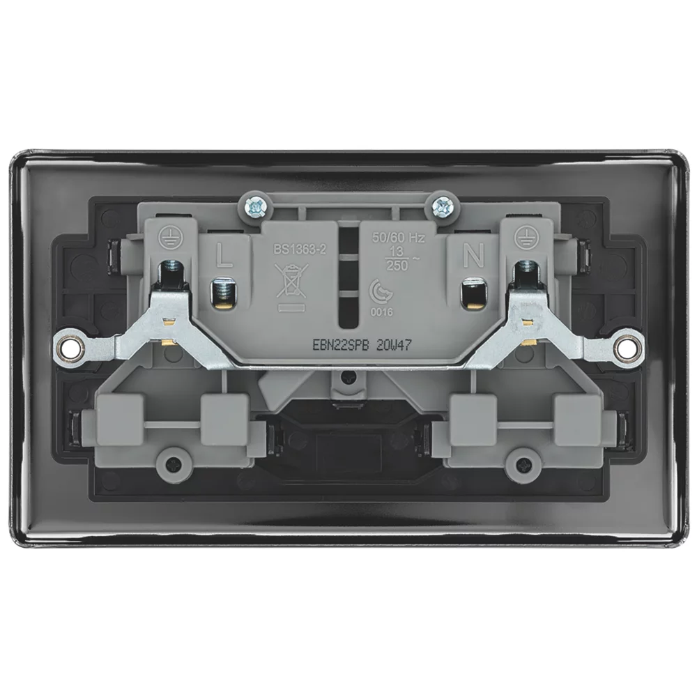 LAP 13A 2-Gang SP Switched Plug Socket Black Nickel With Black Inserts 6 LAP 13A 2-Gang SP Switched Plug Socket Black Nickel With Black Inserts - Image 4