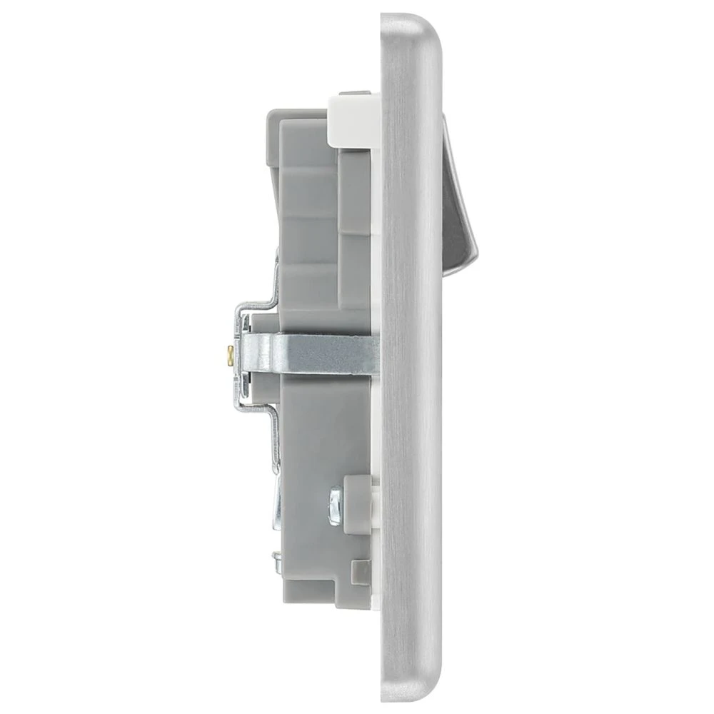 LAP 13A 2-Gang SP Switched Socket + 4.2A 2-Outlet Type A & C USB Charger Brushed Stainless Steel With White Inserts 7 LAP 13A 2-Gang SP Switched Socket + 4.2A 2-Outlet Type A & C USB Charger Brushed Stainless Steel With White Inserts - Image 5