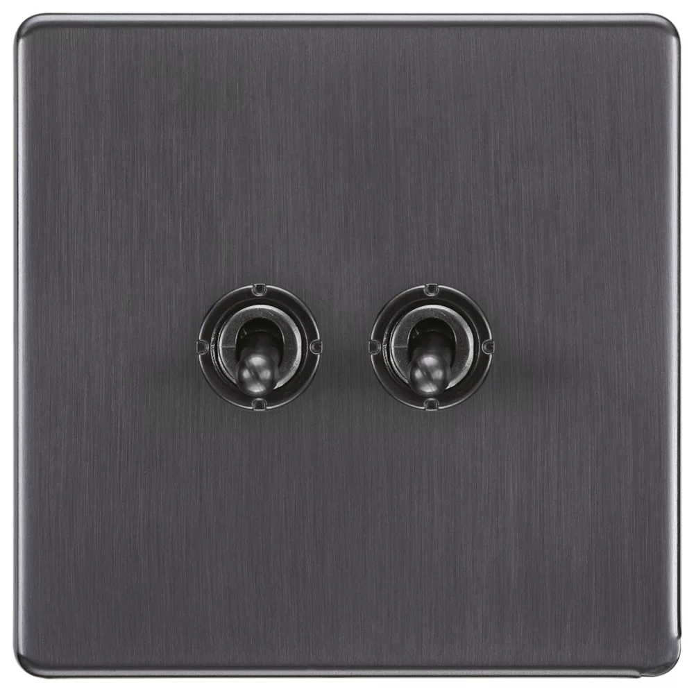 LAP 20A 16AX 2-Gang 2-Way Toggle Switch Slate Grey 4 LAP 20A 16AX 2-Gang 2-Way Toggle Switch Slate Grey - Image 2
