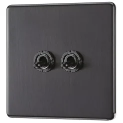 LAP 20A 16AX 2-Gang 2-Way Toggle Switch Slate Grey