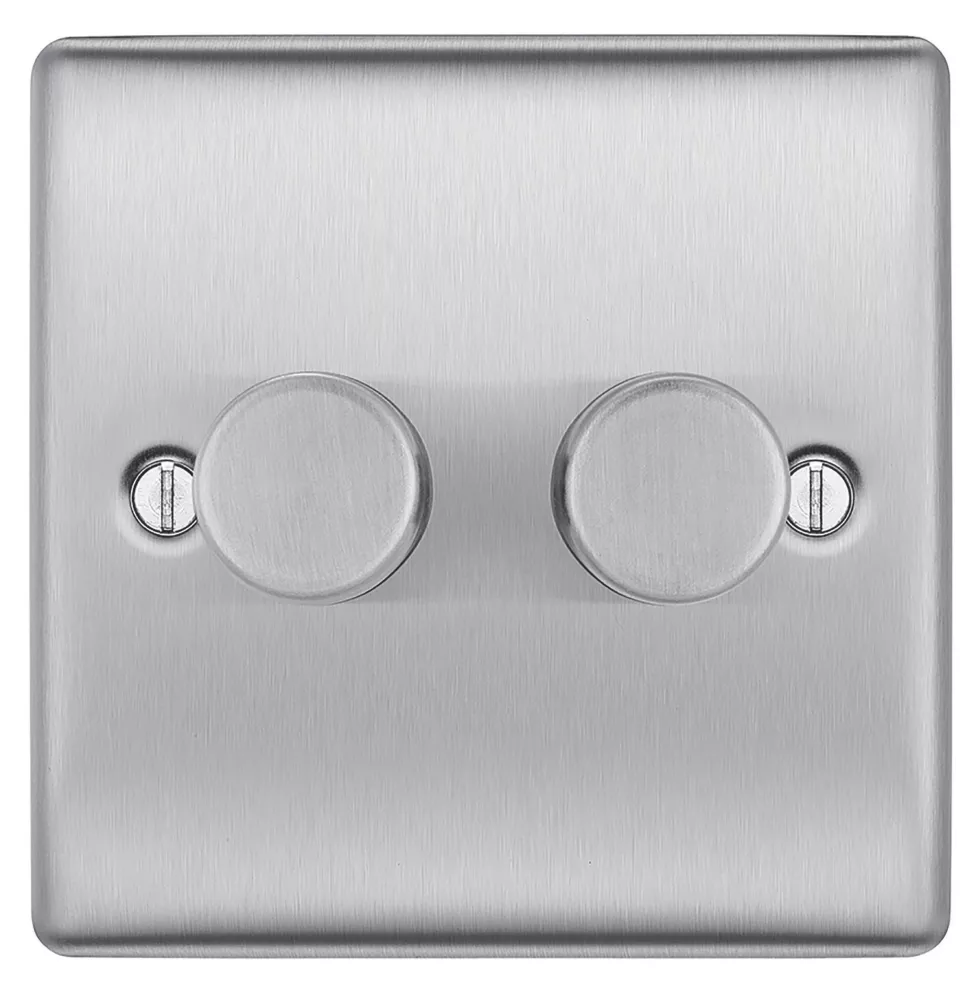 British General Nexus Metal 2-Gang 2-Way LED Dimmer Switch Brushed Steel 4 British General Nexus Metal 2-Gang 2-Way LED Dimmer Switch Brushed Steel - Image 2