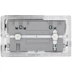 LAP 13A 2-Gang SP Switched Socket + 4.2A 2-Outlet Type A & C USB Charger Polished Chrome With White Inserts -British General Shop 575HF A3