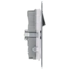 LAP 13A 2-Gang SP Switched Socket + 4.2A 2-Outlet Type A & C USB Charger Polished Chrome With White Inserts -British General Shop 575HF A4