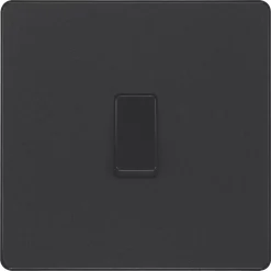 British General Evolve 20A 16AX 1-Gang Intermediate Light Switch Matt Black With Black Inserts -British General Shop 575PX A2