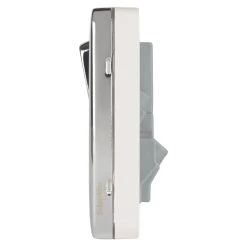 Schneider Electric Lisse Deco 13A 1-Gang SP Switched Socket + 2.1A 2-Outlet Type A USB Charger Polished Chrome With White Inserts -British General Shop 576FF A2