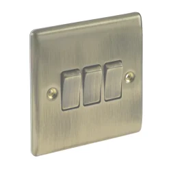 British General Nexus Metal 10AX 3-Gang 2-Way Light Switch Antique Brass -British General Shop 57897 A2