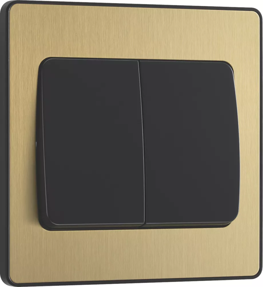 British General Evolve 20 A 16AX 2-Gang 2-Way Wide Rocker Light Switch Satin Brass With Black Inserts 4 British General Evolve 20 A 16AX 2-Gang 2-Way Wide Rocker Light Switch Satin Brass With Black Inserts - Image 2
