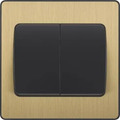British General Evolve 20 A 16AX 2-Gang 2-Way Wide Rocker Light Switch Satin Brass With Black Inserts 11 British General Evolve 20 A 16AX 2-Gang 2-Way Wide Rocker Light Switch Satin Brass With Black Inserts -British General Shop 578PY A2