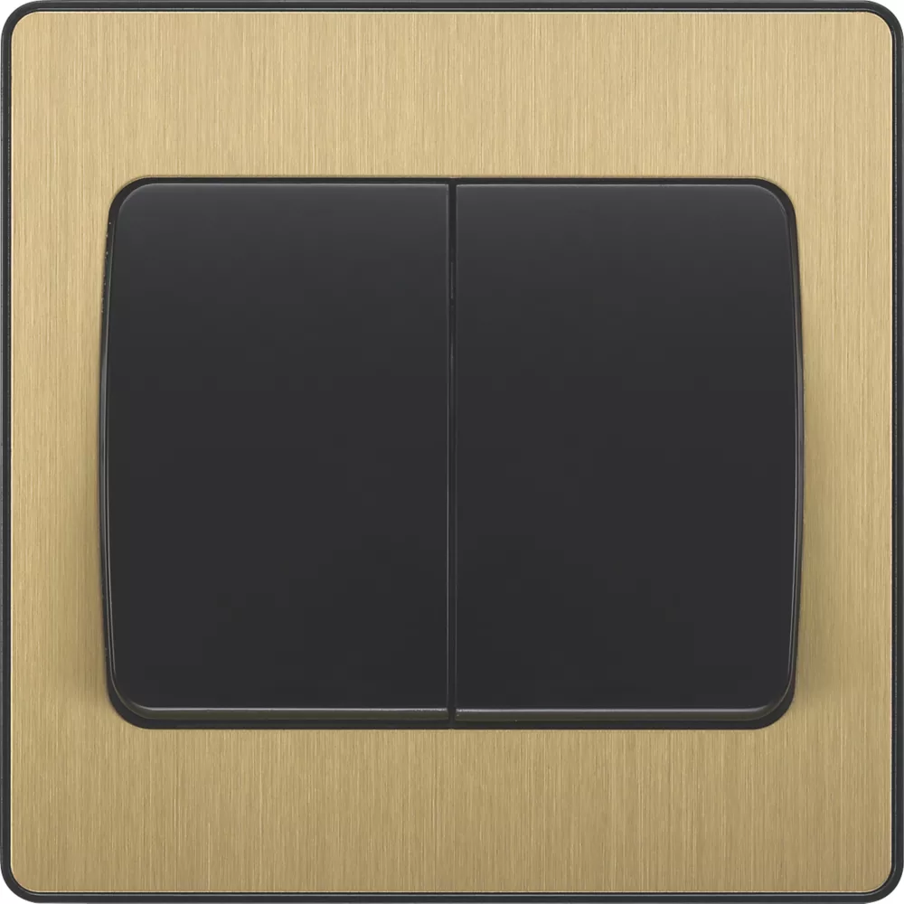 British General Evolve 20 A 16AX 2-Gang 2-Way Wide Rocker Light Switch Satin Brass With Black Inserts 5 British General Evolve 20 A 16AX 2-Gang 2-Way Wide Rocker Light Switch Satin Brass With Black Inserts - Image 3