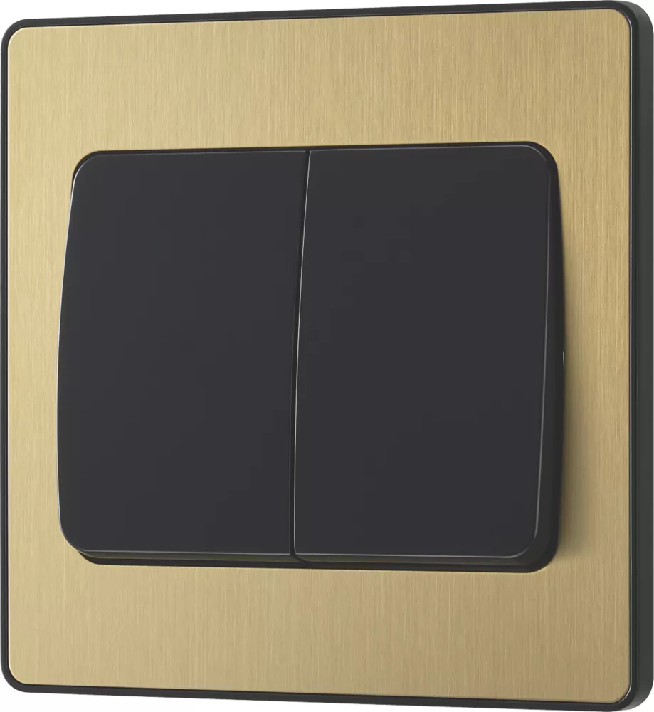 British General Evolve 20 A 16AX 2-Gang 2-Way Wide Rocker Light Switch Satin Brass With Black Inserts 6 British General Evolve 20 A 16AX 2-Gang 2-Way Wide Rocker Light Switch Satin Brass With Black Inserts - Image 4