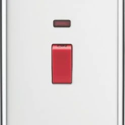 Knightsbridge CL82NPC 45A 2-Gang DP Control Switch Polished Chrome With LED