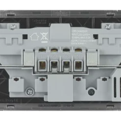 Schneider Electric Lisse Deco 13A 2-Gang SP Switched Socket + 2.1A 2-Outlet Type A USB Charger Polished Chrome With Black Inserts -British General Shop 586FF A3