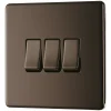 LAP 20A 16AX 3-Gang 2-Way Light Switch Black Nickel -British General Shop 586KJ P