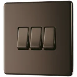 LAP 20A 16AX 3-Gang 2-Way Light Switch Black Nickel