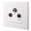 British General 900 Series 1-Gang Triplex Multimedia Socket White