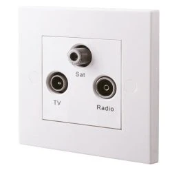 British General 900 Series 1-Gang Triplex Multimedia Socket White