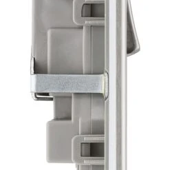 LAP 13A 2-Gang DP Switched Power Socket Brushed Stainless Steel With Graphite Inserts -British General Shop 587KJ A2