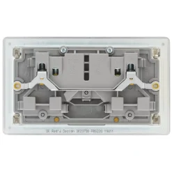 LAP 13A 2-Gang DP Switched Power Socket Brushed Stainless Steel With Graphite Inserts -British General Shop 587KJ A3