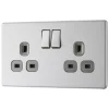 LAP 13A 2-Gang DP Switched Power Socket Brushed Stainless Steel With Graphite Inserts -British General Shop 587KJ P