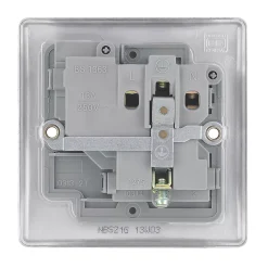British General Nexus Metal 13A 1-Gang SP Switched Plug Socket Brushed Steel With Graphite Inserts -British General Shop 58967 A2