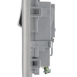 British General Nexus Metal 13A 1-Gang SP Switched Plug Socket Brushed Steel With Graphite Inserts -British General Shop 58967 A3