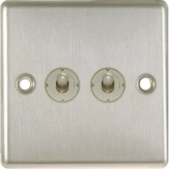 LAP 10AX 2-Gang 2-Way Toggle Switch Brushed Stainless Steel -British General Shop 58976 A1