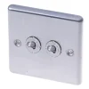LAP 10AX 2-Gang 2-Way Toggle Switch Brushed Stainless Steel -British General Shop 58976 P