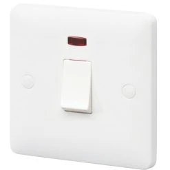 MK Base 20AX 1-Gang DP Control Switch White With Neon With White Inserts