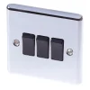 LAP 10AX 3-Gang 2-Way Light Switch Polished Chrome With Black Inserts -British General Shop 59194 P