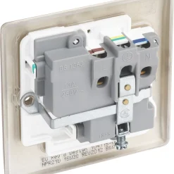 British General Nexus Metal 13A 1-Gang DP Switched Socket Pearl Nickel With White Inserts -British General Shop 593PY A4