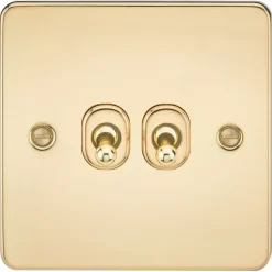 Knightsbridge FP2TOGPB 10AX 2-Gang 2-Way Light Switch Polished Brass
