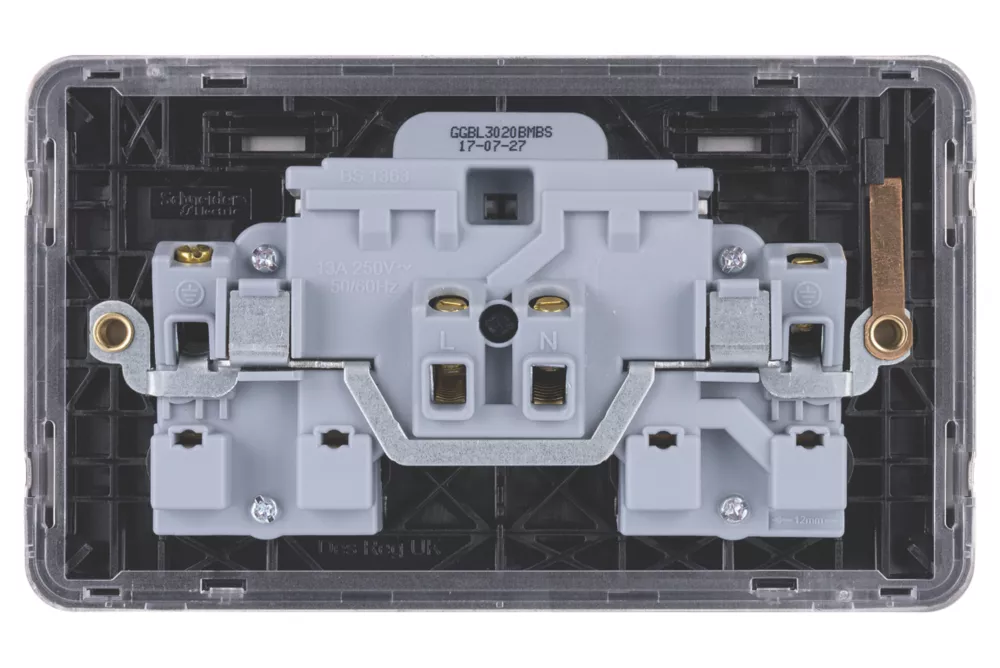 Schneider Electric Lisse Deco 13A 2-Gang SP Switched Plug Socket Mocha Bronze With Black Inserts 6 Schneider Electric Lisse Deco 13A 2-Gang SP Switched Plug Socket Mocha Bronze With Black Inserts - Image 4