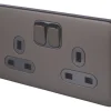 Schneider Electric Lisse Deco 13A 2-Gang SP Switched Plug Socket Mocha Bronze With Black Inserts 1 Schneider Electric Lisse Deco 13A 2-Gang SP Switched Plug Socket Mocha Bronze With Black Inserts -British General Shop 594FF P