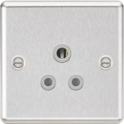 Knightsbridge CL5ABCG 5A 1-Gang Unswitched Socket Brushed Chrome With Colour-Matched Inserts