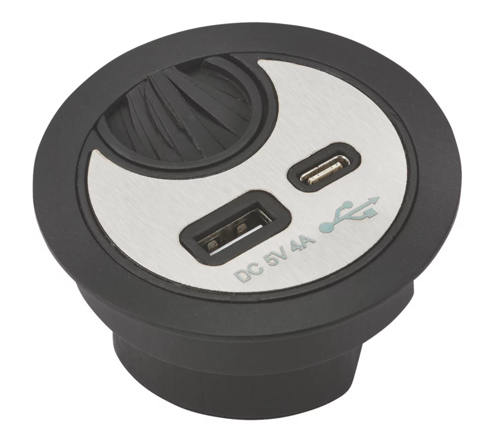 Knightsbridge SK0012 4.0A 2-Outlet Type A & C Desktop USB Charger Brushed Chrome 3 Knightsbridge SK0012 4.0A 2-Outlet Type A & C Desktop USB Charger Brushed Chrome