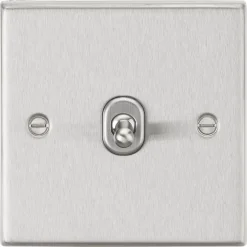 Knightsbridge CSTOG12BC 10AX 1-Gang Intermediate Switch Brushed Chrome With Colour-Matched Inserts
