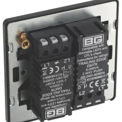 British General Evolve 2-Gang 2-Way LED Trailing Edge Double Push Dimmer With Rotary Control Satin Brass With Black Inserts -British General Shop 601PY A4