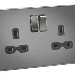 Knightsbridge SFR9000BN 13A 2-Gang DP Switched Double Socket Black Nickel With Black Inserts 7 Knightsbridge SFR9000BN 13A 2-Gang DP Switched Double Socket Black Nickel With Black Inserts -British General Shop 602TY A1