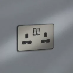 Knightsbridge SFR9000BN 13A 2-Gang DP Switched Double Socket Black Nickel With Black Inserts 9 Knightsbridge SFR9000BN 13A 2-Gang DP Switched Double Socket Black Nickel With Black Inserts -British General Shop 602TY A3