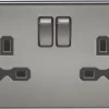 Knightsbridge SFR9000BN 13A 2-Gang DP Switched Double Socket Black Nickel With Black Inserts -British General Shop 602TY P