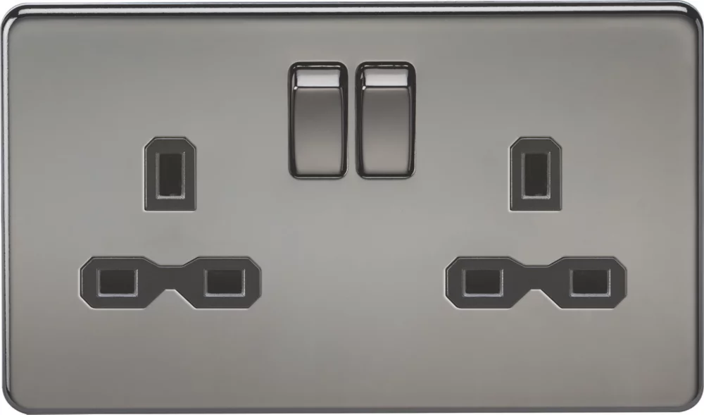 Knightsbridge SFR9000BN 13A 2-Gang DP Switched Double Socket Black Nickel With Black Inserts 3 Knightsbridge SFR9000BN 13A 2-Gang DP Switched Double Socket Black Nickel With Black Inserts