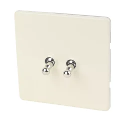 Varilight 10AX 2-Gang 2-Way Toggle Switch White Chocolate