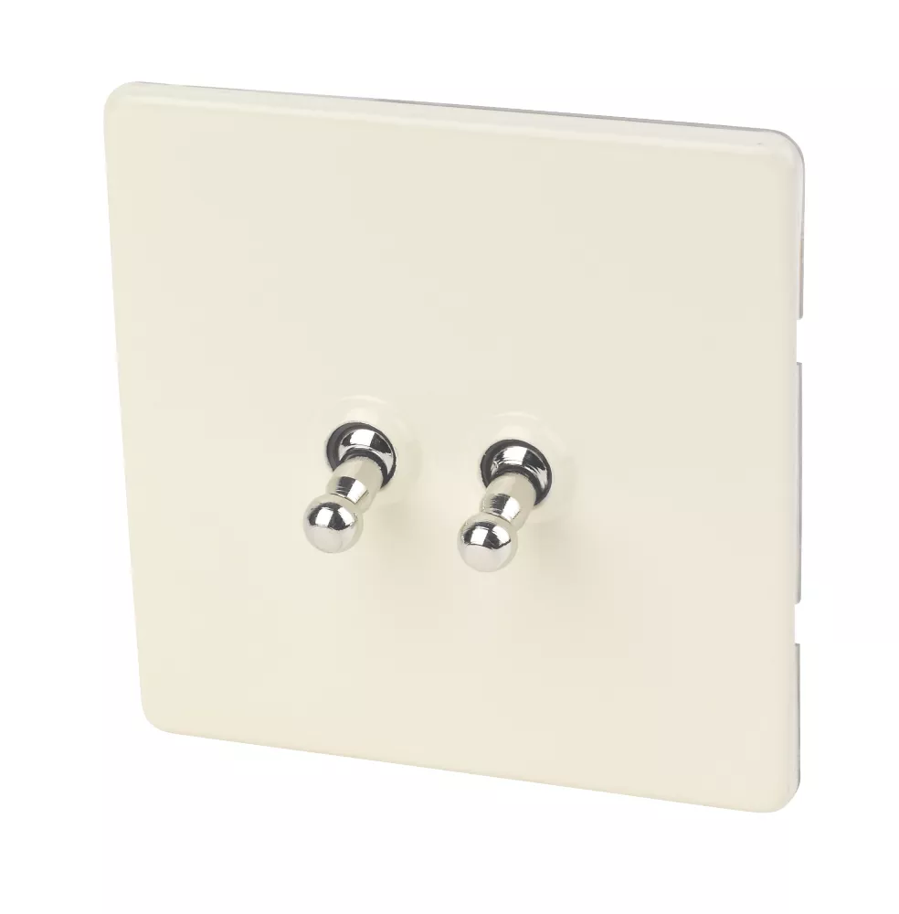 Varilight 10AX 2-Gang 2-Way Toggle Switch White Chocolate 3 Varilight 10AX 2-Gang 2-Way Toggle Switch White Chocolate