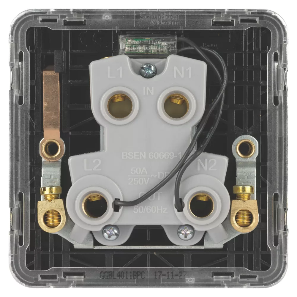 Schneider Electric Lisse Deco 50A 1-Gang DP Cooker Switch Polished Chrome With LED With Black Inserts 6 Schneider Electric Lisse Deco 50A 1-Gang DP Cooker Switch Polished Chrome With LED With Black Inserts - Image 4