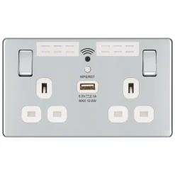 LAP 13A 2-Gang SP Switched Wi-Fi Extender Socket + 2.1A 1-Outlet Type A USB Charger Polished Chrome With White Inserts 7 LAP 13A 2-Gang SP Switched Wi-Fi Extender Socket + 2.1A 1-Outlet Type A USB Charger Polished Chrome With White Inserts -British General Shop 609KJ A1